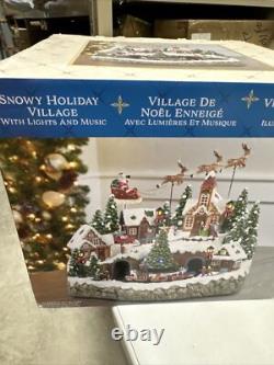 Animated Mountain Train Christmas Village Santa Sleigh Reindeer Musical 17 NEW