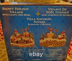 Animated Mountain Train Christmas Village Santa Sleigh Reindeer Musical 17 NOB