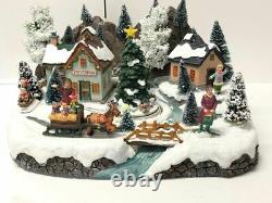 Animated Musical Christmas Rotating Santa's Sleigh and Reindeer Village