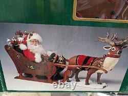 Animated Musical Reindeer and Santa On Sleigh Original Box