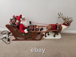 Animated Reindeer & Santa In Sleigh Musical Christmas Holiday Creations WORKS