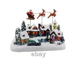 Animated Santa & Reindeer Sleigh Christmas Village Pre-lit Musical Christmas