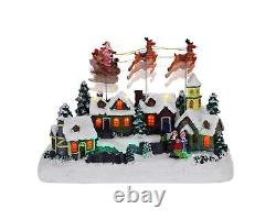 Animated Santa & Reindeer Sleigh Christmas Village Pre-lit Musical Christmas