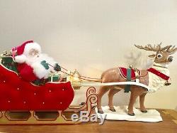 Animated Santa with Reindeer Sleigh Holiday Living Creations Music Light Motion