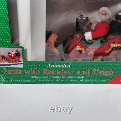 Animated Santa with Reindeer & Sleigh Musical Light-Up Christmas Carols (1995)