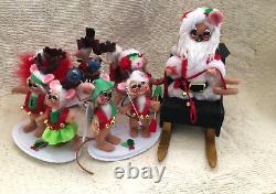 Annalee 5 Santa Mouse in Sleigh & 8 Reindeer-2020-NWTs-Never Displayed