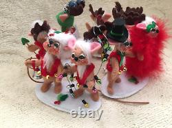 Annalee 5 Santa Mouse in Sleigh & 8 Reindeer-2020-NWTs-Never Displayed