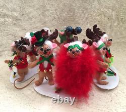 Annalee 5 Santa Mouse in Sleigh & 8 Reindeer-2020-NWTs-Never Displayed