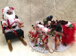 Annalee 5 Santa Mouse in Sleigh & 8 Reindeer-2020-NWTs-Never Displayed