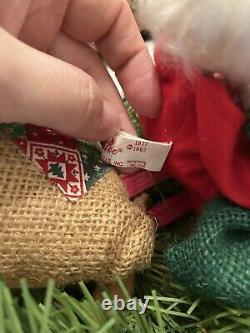 Annalee original Christmas Holiday Sleigh Decoration w Santa Mrs Claus Reindeer