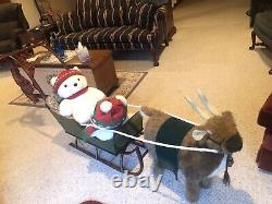 Antique 1800's Wooden Sleigh Paris Maine Manufacturing with Reindeer & Santa Bears