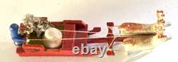 Antique 1920s Erzgebirge Santa Reindeer Sleigh Putz Wood Germany Rare VGC