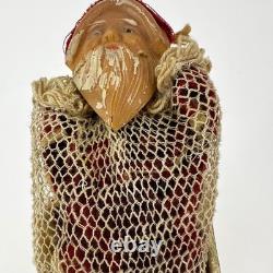 Antique 1920s Net Santa Celluloid Face Carboard Sleigh Irwin 1940 Reindeer READ