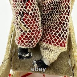 Antique 1920s Net Santa Celluloid Face Carboard Sleigh Irwin 1940 Reindeer READ