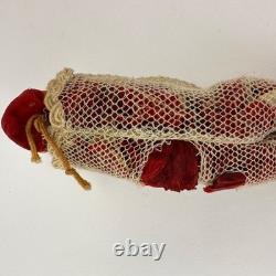 Antique 1920s Net Santa Celluloid Face Carboard Sleigh Irwin 1940 Reindeer READ
