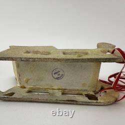 Antique 1920s Net Santa Celluloid Face Carboard Sleigh Irwin 1940 Reindeer READ