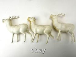 Antique 1920s Net Santa Celluloid Face Carboard Sleigh Irwin 1940 Reindeer READ