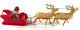 Antique 30s/40s Christmas Santa Claus Celluloid Sleigh Reindeer L@@k