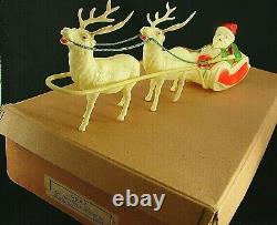 Antique 9067 Celluloid Santa Sled & Reindeer Set in Box Made in Japan'30s