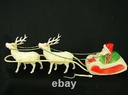 Antique 9067 Celluloid Santa Sled & Reindeer Set in Box Made in Japan'30s