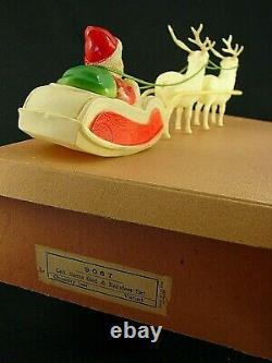 Antique 9067 Celluloid Santa Sled & Reindeer Set in Box Made in Japan'30s