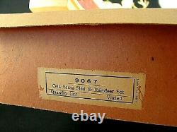 Antique 9067 Celluloid Santa Sled & Reindeer Set in Box Made in Japan'30s