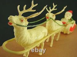 Antique 9067 Celluloid Santa Sled & Reindeer Set in Box Made in Japan'30s