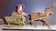 Antique Belsnickle Santa Claus With Reindeer And Loofah Sleigh
