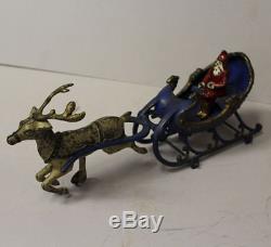 Antique Cast Iron Santa Claus Sleigh and Reindeer Toy Hubley