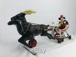 Antique Cast Metal Santa Sleigh and 2 Reindeer 15in Long Small Santa MMouse