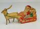 Antique Celluloid Viscoloid Santa Claus Sleigh Reindeer Christmas Toy Usa Vco