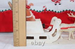Antique Clay Face SANTA Putz SLED celluloid Reindeer Christmas Ornament Japan