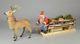 Antique Early 1900 German Reindeer Candy Container Heubach Santa Claus On Sleigh