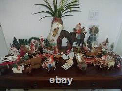 Antique German Black Santa Sleigh & Reindeer Rare