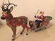 Antique German Composition Santa Claus Reindeer Sleigh 20 Figure Christmas Toy