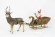 Antique German Reindeer Candy Container Pulling Santa In Loofah Sleigh Ca1905