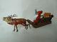 Antique German Reindeer Pulling Santa Loofah Sleigh Withtoys 10