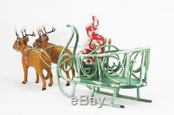 Antique German Reindeer Pulling Santa in Sleigh ca1910