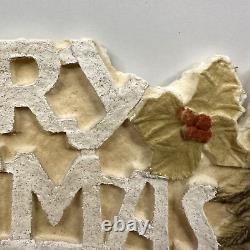 Antique German Santa Claus Pressed Pulp Paper Merry Christmas Sleigh Reindeer