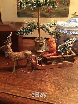 Antique German Santa Sleigh and reindeer