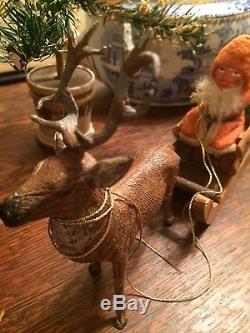 Antique German Santa Sleigh and reindeer