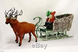 Antique German Santa in Sleigh with Reindeer Candy Containers ca1910