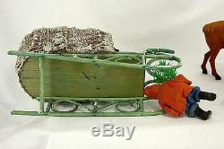 Antique German Santa in Sleigh with Reindeer Candy Containers ca1910