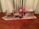 Antique Handmade Cotton Santa Claus And Paper Mâché Sleigh And Cotton Reindeer