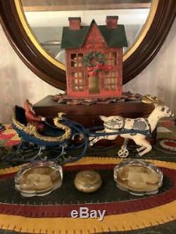 Antique Hubley Santa and Sleigh with Reindeer