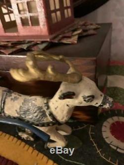 Antique Hubley Santa and Sleigh with Reindeer
