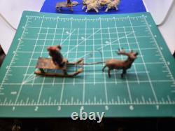 Antique Lead or Cast Iron German Santa, Sleigh, and Reindeer