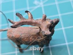 Antique Lead or Cast Iron German Santa, Sleigh, and Reindeer