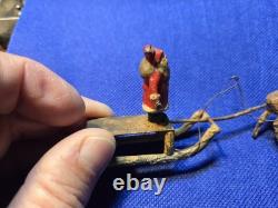 Antique Lead or Cast Iron German Santa, Sleigh, and Reindeer