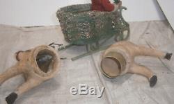 Antique Reindeer pulling Santa on Sled german 1920's christmas candy container